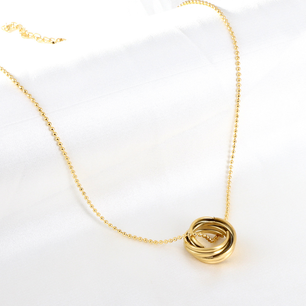 Unisex 18K Gold Plated Multi-Ring Interwoven Necklace